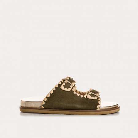 MULES MINORQUE CUIR VELOURS