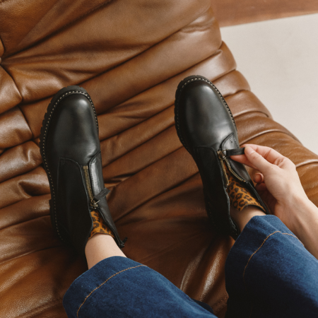 BOOTS DICKSON CUIR/LEOPARD